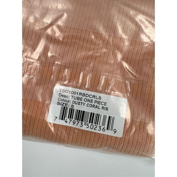 Free People x Toast Swim Dusty Coral Sea Tube One Piece Ribbed Swimsuit S - Picture 8 of 9